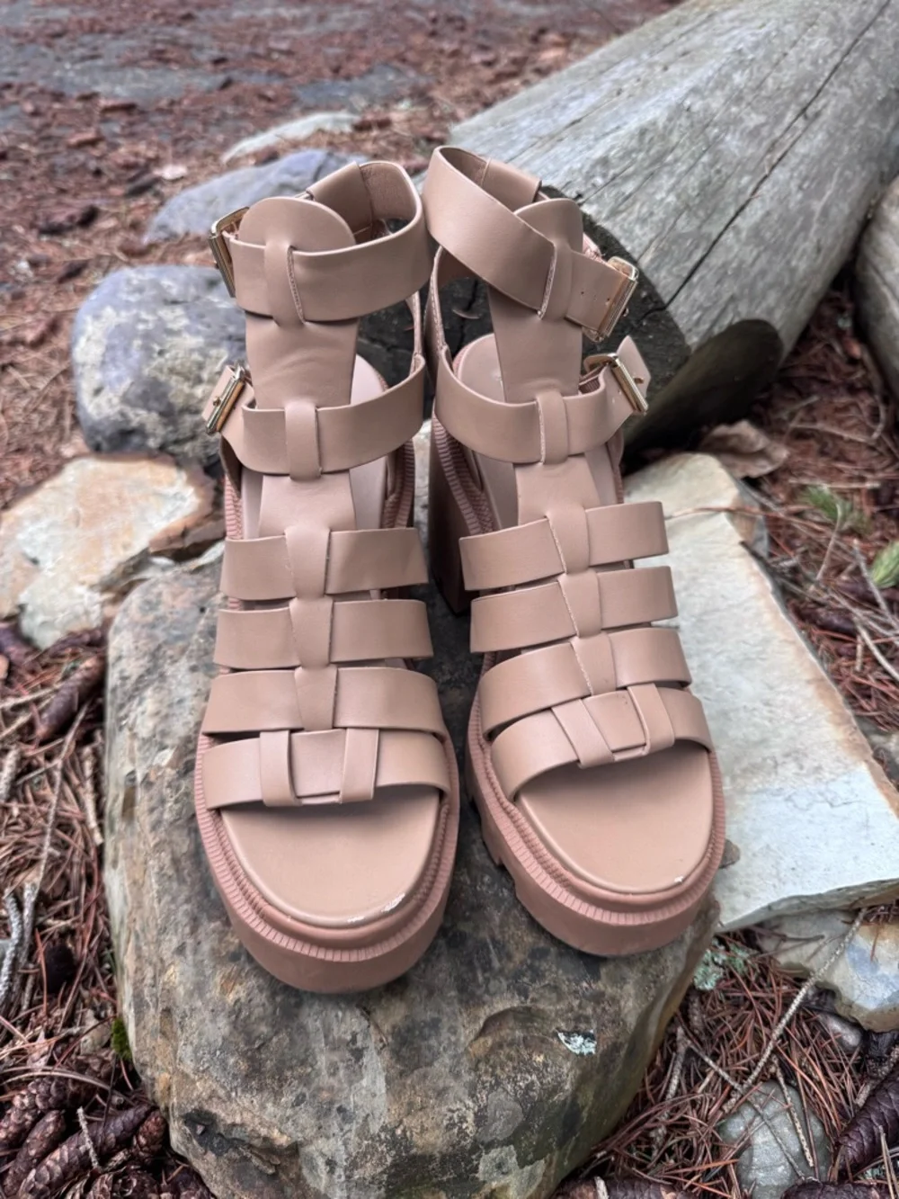 Steve Madden Tan Chunky Platform Strappy Sandals